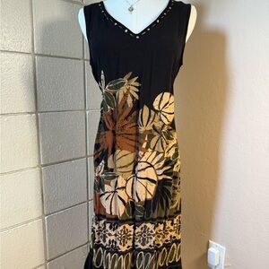Elegant Black and Brown Sleeveless Dress